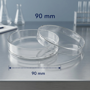 Placa de Petri P003-21-00-J de 90 mm. Pipeta cuentagotas de vidrio borosilicato premium, directo de fábrica, para cosméticos y productos farmacéuticos de Tailandia. - Product Image 1