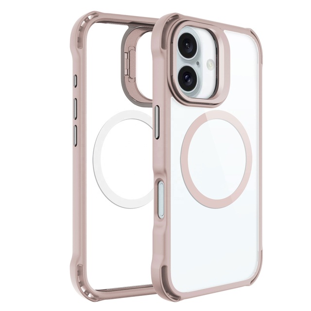 Durable Bungee Waterproof Shockproof Magnetic Camera Kickstand Phone Case with Stand Holder for 15/16 Pro/Max