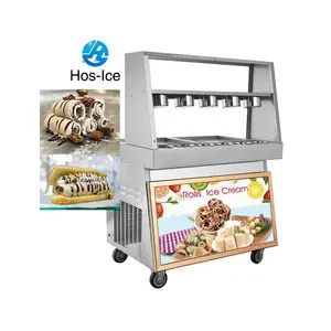 ETL CE double pan thai pan icecream machine stir fry machine roll fried ice cream bubble milk tea cream roll machine price