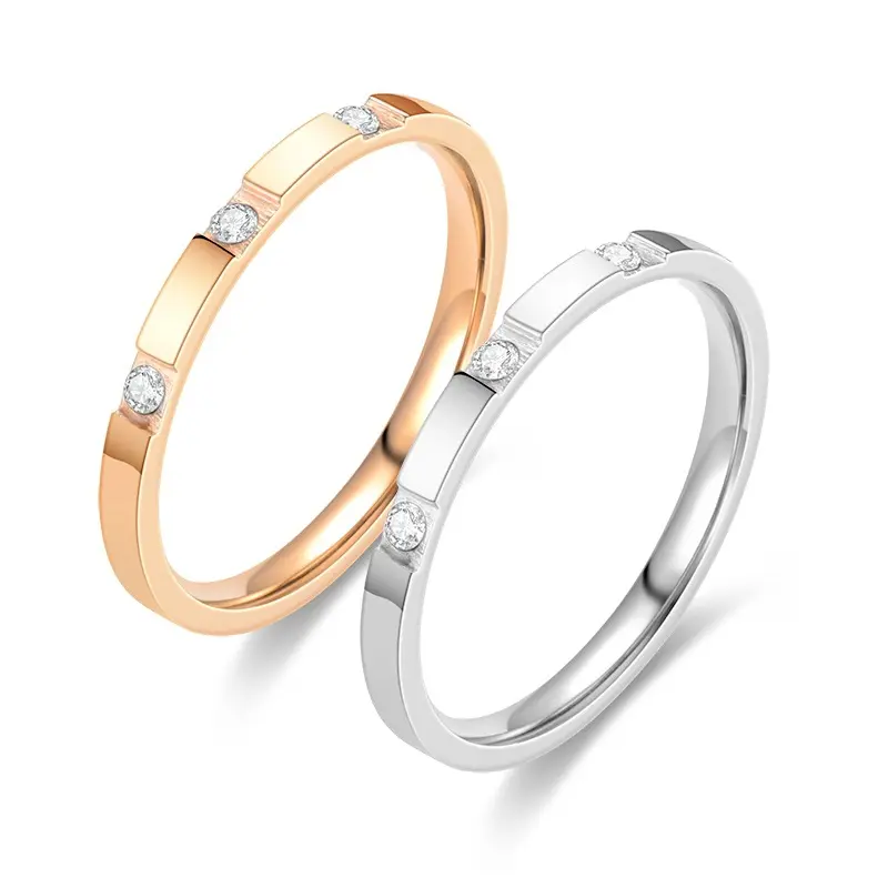 Aliança de casamento e casamento para homens e mulheres, anéis de joias românticos de aço inoxidável, aliança de cristal personalizada, anel de casal, 2022