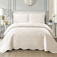 Parure de lit trois pièces matelassée à motif quadrillé en velours ultrasonique, luxe léger, haute qualité, fibres chimiques