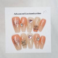 Vente en gros 10 pièces de longueur moyenne ballerine Art acrylique presse sur les ongles ongles artificiels gel faux ongles