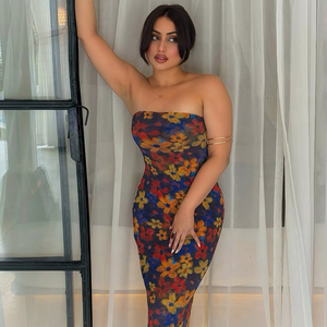 Abiti da <span class=keywords><strong>donna</strong></span> senza spalline con stampa floreale <span class=keywords><strong>abbigliamento</strong></span> <span class=keywords><strong>Casual</strong></span> da spiaggia estivo Y2K Streetwear grossista <span class=keywords><strong>Online</strong></span> - Product Image 2