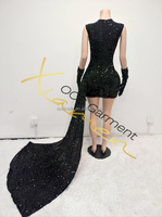 Robe de soirée élégante pour femmes Ocstrade Fashion, longueur genou, avec strass, ourlet noir, mini robe de club pour femmes avec gants