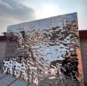 Tấm thép không gỉ hiệu ứng gợn sóng nước mạ vàng, tấm thép không gỉ phản chiếu sóng nước, vật liệu tấm trần thép không gỉ sóng nước - Product Image 2