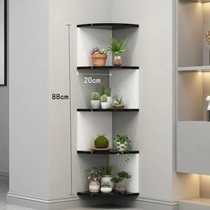 Estante de esquina para pared, estantería de almacenamiento de varias capas, 88 cm de altura, negro, con expositor para plantas, para decoración del hogar - Product Image 1