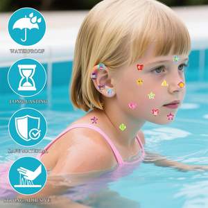 Pegatinas de Aretes para Disfraces de Niñas, 4 Hojas de Aretes Adhesivos para Manualidades Infantiles, Pegatinas 3D de Gemas Autoadhesivas con Brillantina y Cristales - Product Image 3