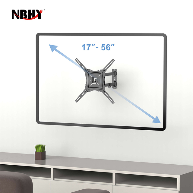 Swivel and Tilt Metal TV Mounts Wall Mounted Extendable TV Bracket Adjustable LED Screen Support Fit Televisions Size 17"-56"