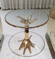 Table d'appoint design d'art Offres Spéciales Table basse mains créatives en métal brillant de luxe Table à thé moderne pour salon