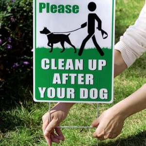 Panneau de signalisation pour jardin double face, résistant aux UV et imperméable, avec piquet en H, pour signaler la propreté de la pelouse après la visite des chiens, sans signalisation sur le thème des excréments canins - Product Image 5