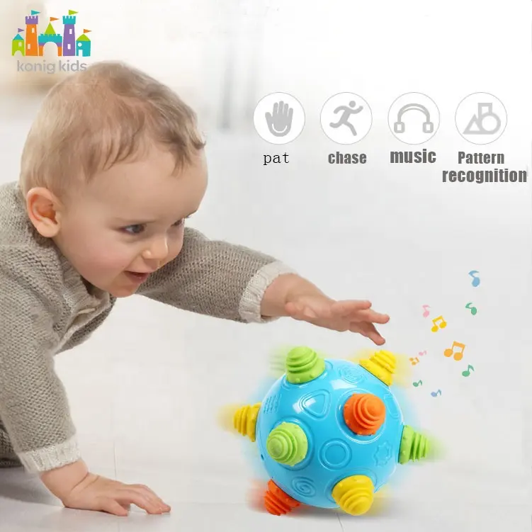 Atacado Bolas Balançando Brinquedo Brinquedos Educacionais Do Bebê Bola de Plástico Bola De Borracha De borracha Com Luz Piscante e Música