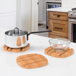 Wooden Pot Holder And <b>Tablet</b> <b>Stand</b> <b>For</b> Kitchen Countertop Storage Rack Natural Wood Color Boxwood Material Eco Friendly - Product Image 3