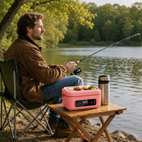 Boîte à lunch électrique sans fil rechargeable, chauffe-plat sans fil alimenté par batterie, pot intérieur en acier inoxydable 1L avec minuterie