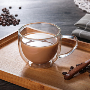 Taza de Espresso de doble pared de vidrio de borosilicato alto de estilo nórdico, capacidad de 150ml y 250ml con asa, vasos de café - Product Image 2