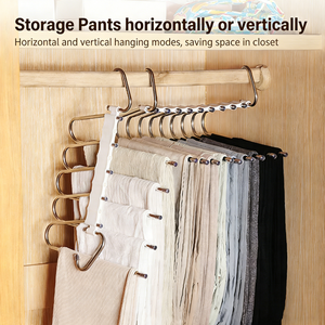 Porte-pantalons en acier inoxydable à forte capacité de charge, multicolores, pliable, 5 niveaux / 9 niveaux, double antidérapant, organisateur de pantalons pour la maison - Product Image 5