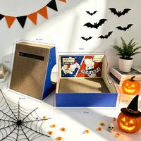 Lit grattoir multifonctionnel pour chat en carton haute densité avec coussin remplaçable et jouet à bille métallique pour Halloween