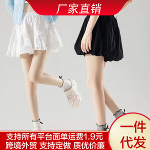 Women's Mid-Calf Slouch <b>Socks</b> With Bow Heel Detail Cotton Breathable Sweat-Absorbing White <b>Black</b> Gray Youth Style - Product Image 5