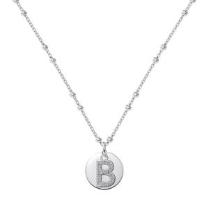 Dylam New Design Jewelry 925 Sterling Silver Rhodium Plated <b>Beaded</b> Link Chain 5A Zirconia A-Z Alphabet Circle Pendant Necklaces - Product Image 2