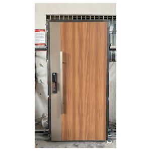 <span class=keywords><strong>Porte</strong></span> d'entrée Prima en aluminium et acier inoxydable avec transfert de grain de <span class=keywords><strong>bois</strong></span>, <span class=keywords><strong>imitation</strong></span> texture <span class=keywords><strong>bois</strong></span>, décorative pour façade de maison - Product Image 2