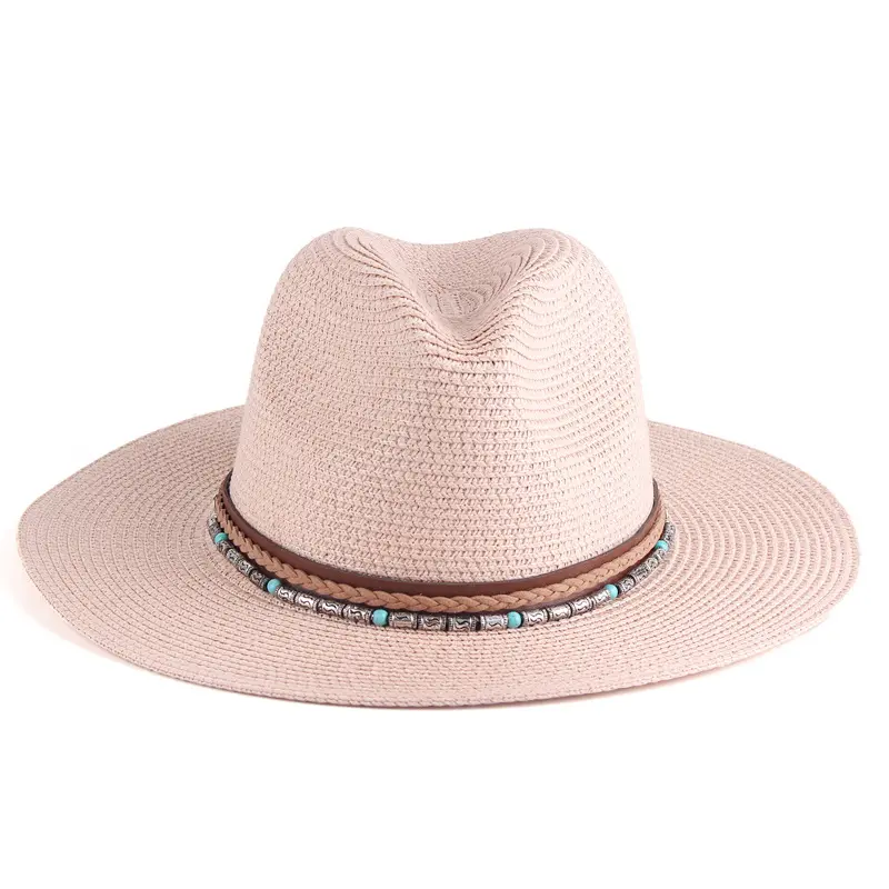 패션 뜨거운 판매 와이드 브림 비치 모자 여성 망 밀짚 모자 종이 파나마 밀짚 페도라 모자