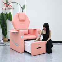 Fauteuils de pédicure roses avec pompe de vidange, chaise de manucure spa professionnelle de luxe confortable, fournisseur pour salon de manucure