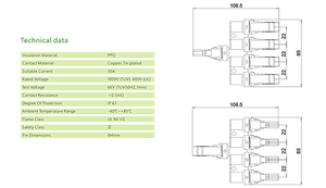 Connettore a <span class=keywords><strong>pannello</strong></span> solare <span class=keywords><strong>fotovoltaico</strong></span> connettore femmina maschio a corrente continua impermeabile tipo T cinque connessione solare 1000v tipo - Product Image 6