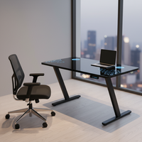Table de jeu RGB avec plateau en verre trempé pour PC, réglable en hauteur, multifonctionnelle, table de jeu de luxe, bureau électrique ergonomique debout
