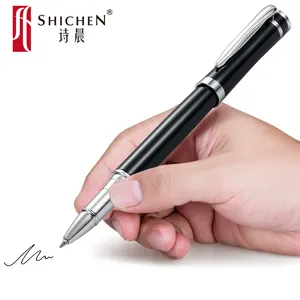 مصنع بالجملة قلم حبر الملء محفورة قلم هدية الكرة المعدنية شعار مخصص علي شكل قلم