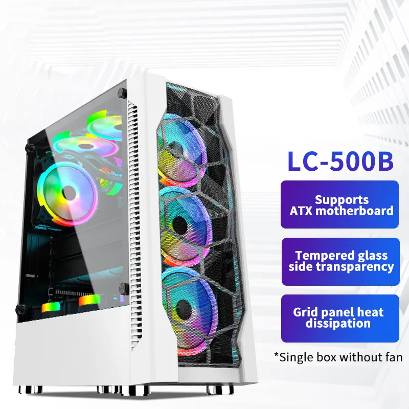 Full Tower ATX/MATX/ITX PC-Gaming-Desktop-Gehäuse mit USB-und Audio anschlüssen aus gehärtetem Glas RGB-Lüfter Fabrik preis