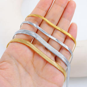 Tagor Simple vent froid en acier inoxydable plat à chevrons serpent os chaîne Ins collier pour <span class=keywords><strong>femme</strong></span> tout assorti lame <span class=keywords><strong>tour</strong></span> <span class=keywords><strong>de</strong></span> <span class=keywords><strong>cou</strong></span> - Product Image 2