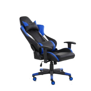 Poltrona minimalista nera E blu sedia da corsa comoda E-sport in pelle sintetica per uso ufficio o Desktop - Product Image 4