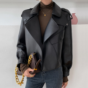 Женская куртка из натуральной кожи, из натуральной овечьей кожи, в стиле байкерской, с мехом, ветровка, бомбер, мотоциклетная, премиум-класса, для весны и осени - Product Image 4