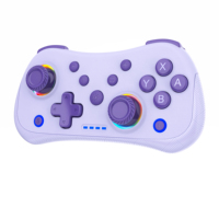 Pengontrol game nirkabel, dengan getaran cahaya RGB, tombol Turbo, sensor gerakan untuk saklar & PC