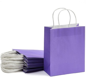 Bolsas de Papel Kraft Reciclables de Lujo Ecológicas de Color Morado Medio con Asas, Logotipo Personalizado, Bolsas de Regalo de Alta Calidad para Baby Shower - Product Image 1