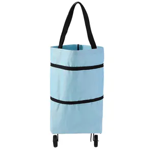 Custom LOGO Shopping Driver Vegetable Car Home Portable Small Supermarket Trolley Bag with Wheels Foldable Tug Bag