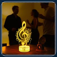 Lampe de nuit à note de musique 3D, lampe à illusion optique LED, 16 couleurs avec télécommande, cadeaux pour les amateurs de musique