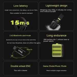 Casque sans fil ATK VXE Siren V1, deux modes Bluetooth 5.3 2.4G, casque de jeu <span class=keywords><strong>FPS</strong></span>, écouteurs pour PC Gamer, faible latence, léger, cadeau - Product Image 5