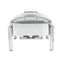 Luxe vierkante hydraulische buffetchafingdish van roestvrij staal met glazen deksel voor restaurants en banketten