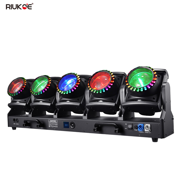Professional TB5 5-Head Moving Stage Light 5Pcs 120W RGBL LED Zoom Beam Wash Light RGB Effect DMX512 Control High-Speed Strobe