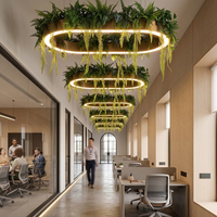 Lustre biophilique pour plantes, cadre irrégulier, jardinière suspendue LED pour bureaux haut de gamme, réceptions et espaces commerciaux