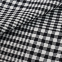 Tissu de chemise teint en popeline 100% coton à carreaux, noir/blanc classique