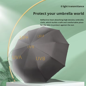 Flashlight Automatic Alloy Women's High-end Three-fold Rotatable Pongee UV Resistant Advertising Gift Umbrella Logo Printing