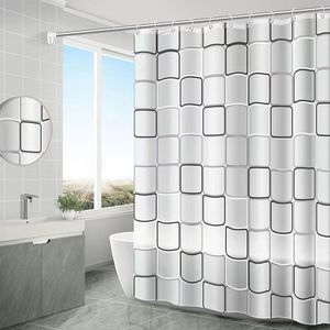 Rideau de douche en EVA imprimé PEVA, imperméable, séchage rapide, en tissu, pour salle de bain, 72x72 pouces avec crochets - Product Image 6
