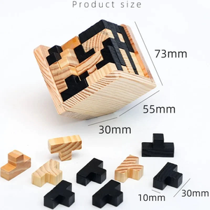 Casse-tête en bois 3d Cube Casse-tête à emboîtement Jouets éducatifs pour enfants Jouet d'apprentissage précoce Jeu de coordination œil-main pour enfants - Product Image 6