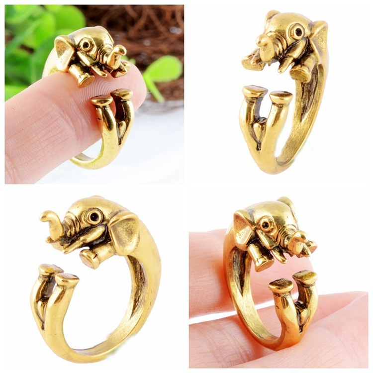 HH-08 Mode Réglable Anneaux Bijoux Éléphant Anneau Ouvert