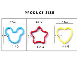 Llaveros de acero inoxidable de color a granel, llaveros de metal divididos, corazón de estrella, llaveros DIY, cierres, llavero, accesorios, gancho - Product Image 3