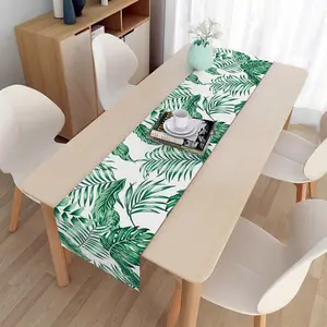 여름 식물 인쇄 팜 리프 테이블 러너 패션 스퀘어 파티 장식 리넨 식당 홈 장식 티 플래그 테이블 러너