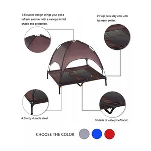 Cama de mascota portátil para exteriores, cuna elevada con dosel portátil