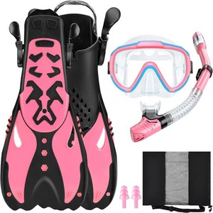 Set de Snorkel para Niños con Máscara, Snorkel Seco, Aletas Antivaho, Color Morado, Talla Regular, Equipo de Natación y Buceo para Niños - Product Image 2