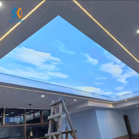 Panneau de plafond rectangulaire en aluminium ignifuge de classe A, film transparent translucide effet nuage, LED pleine couleur décorative